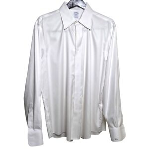 Brooks Brothers Regent Fit White Supima Cotton Dress‎ Shirt 17 36 Monogram JFA